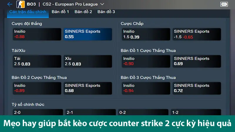 Các kèo cá độ Counter-Strike 2 hấp dẫn cùng các bí quyết chơi thành công